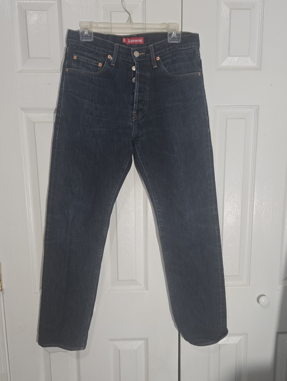 Supreme Men's Straight-Leg Button Fly Denim Jeans 30W